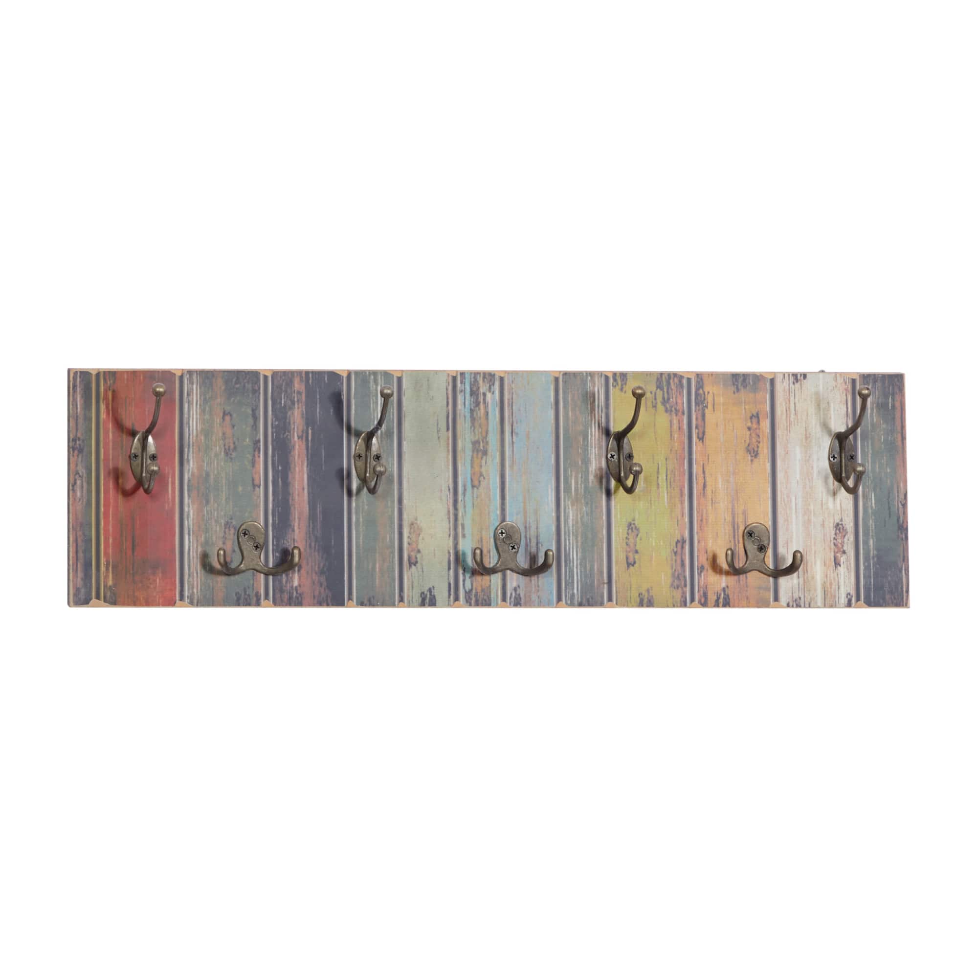Multi Colored Wood Rustic Wall Hook, 8" x 28" x 3"